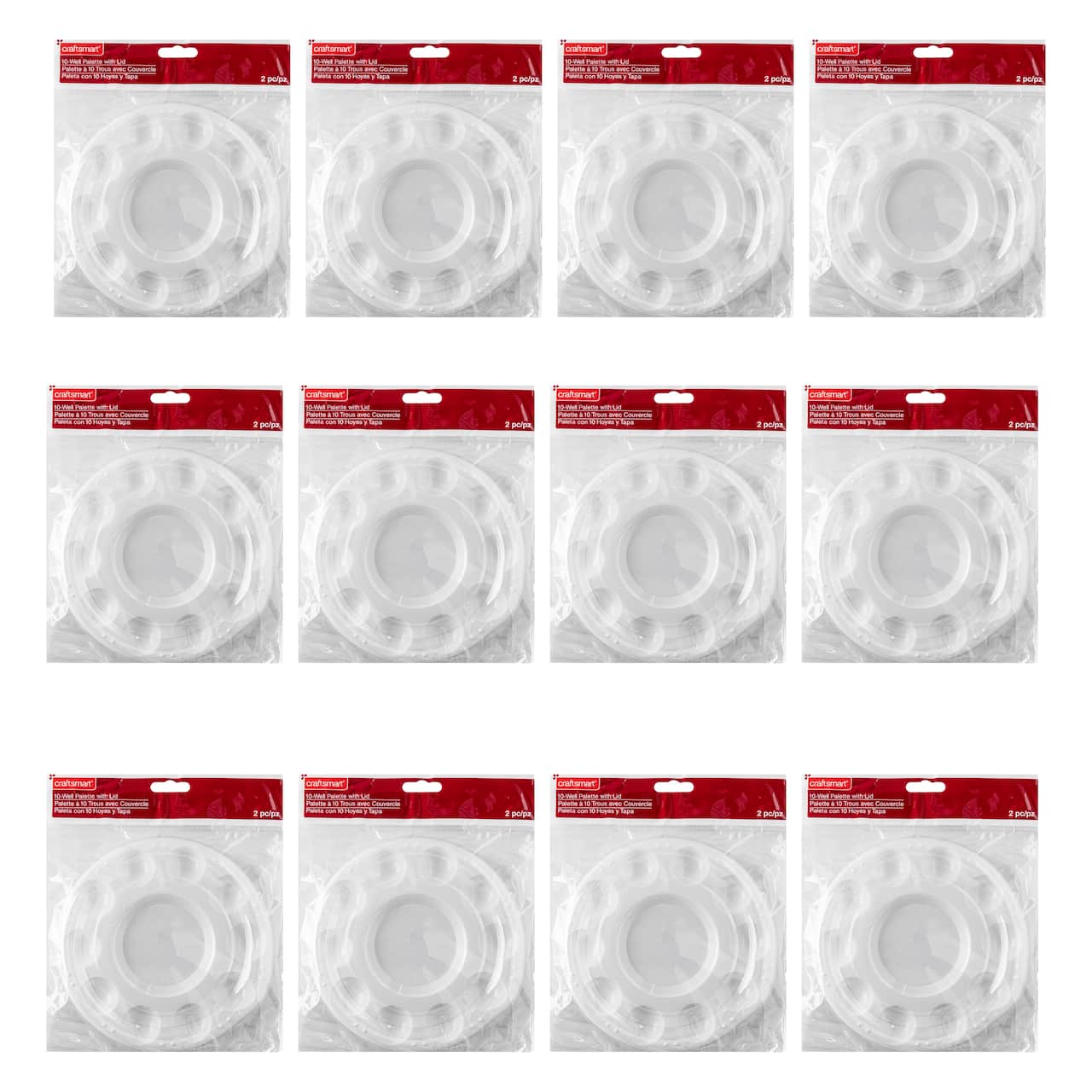 12 Pack: 10-Well Paint Palette with Lid by Craft Smart®